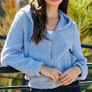 Women's Zip UP Hoodie /  Blue Teddy Jacket